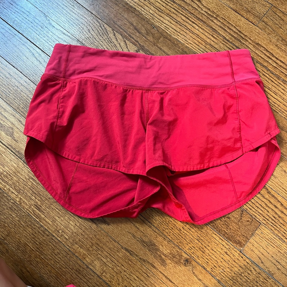Red LuluLemon speed shorts